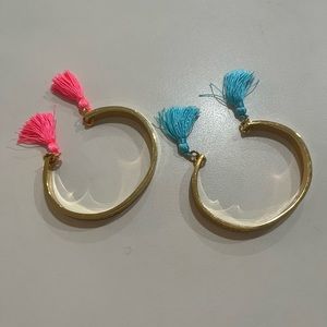 LILLY PULITZER “Sunny State of Mind” Pink and Green Tassel Cuff Bracelets